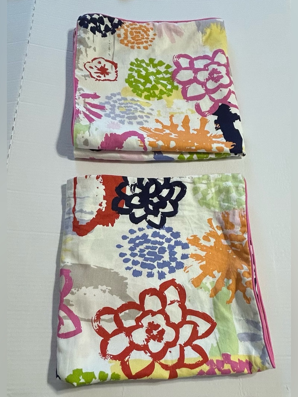IKEA Renate Blom Pair 25 x 26 Pillow Cover Zip Sham Multicolor Purple Red Pink
